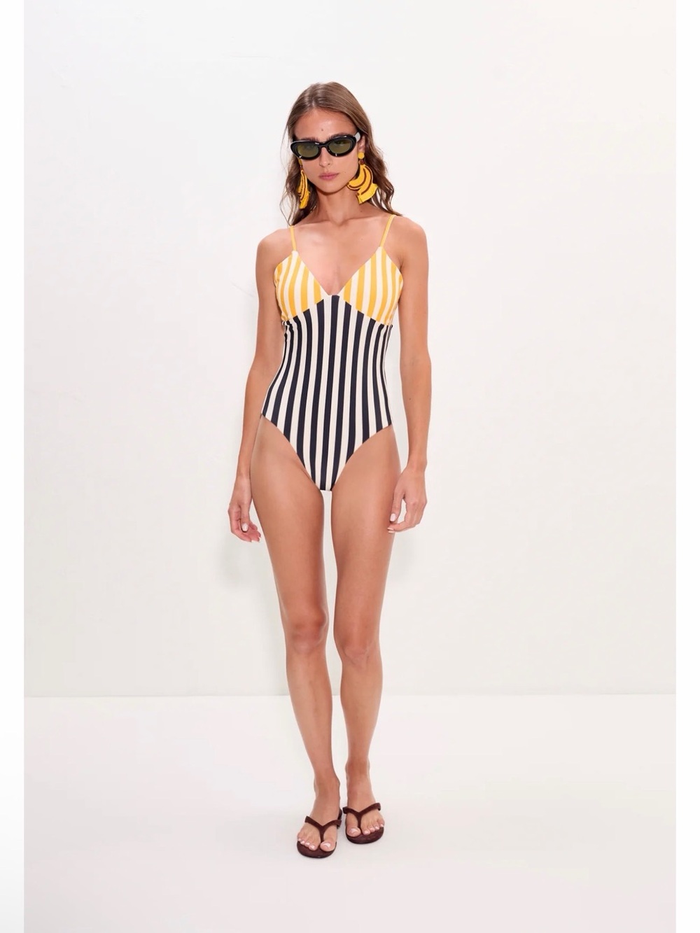 NWT $198 Simon Miller BEHATI ONE PIECE IN SUNGOLD STRIPE COMBO